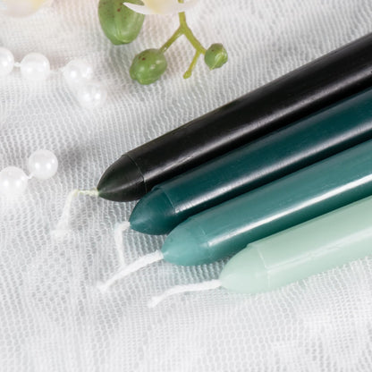 Green Taper Candles, 10 inch Tapered Candles, 4 Pack Gradient Unscented and Smokeless Long Burning Candles with Cotton Wicks, Tall Candlesticks Weddings, Christmass, Dinner Parties, and Home Décor
