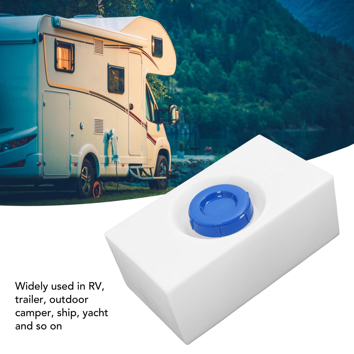 Asixxsix 8 Gallon RV Fresh Water Tank, Food Grade Leakproof LLDPE Fresh Water Holding Tank, Portable RV Water Storage Tank with 130mm Water Inlet for Caravans Trailers Boats Yachts
