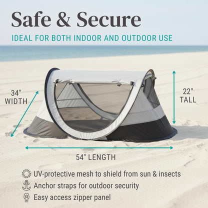 KidCo - Peapod Plus Portable Mesh Baby Toddler Travel Tent & Storage Bag, Play Tent, Pack and Play, Extra Room, Ages 6 Months - 5 Years (Midnight)