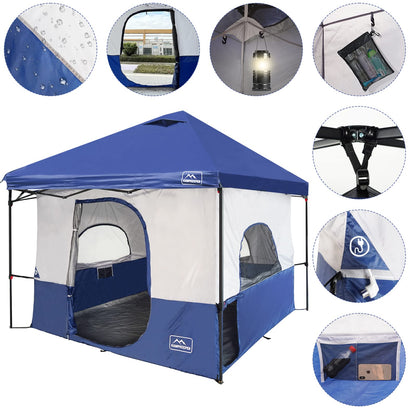 KAMPKEEPER Camping Inner Tent for Pop Up Canopy, Converts 10'x10' Straight Leg Canopy into Camping Tent–Fully Vented Roof(Top & Frame NOT Included) (Navy Blue, with Dog Hole)