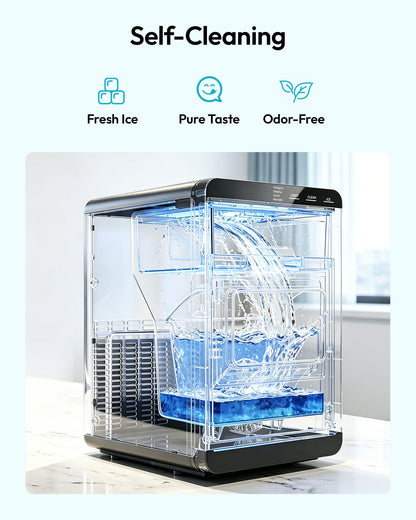 EUHOMY Nugget Ice Maker Countertop, 44Lbs/24H Sonic Ice Maker Machine, Self-Cleaning Pellet Ice Makers with Ice Scoop&Basket, Countertop Pebble Ice Maker for Home/Kitchen/Office