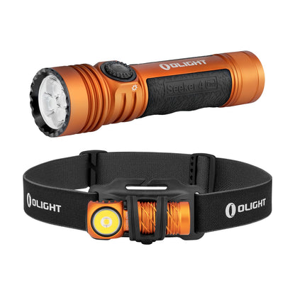 OLIGHT Seeker 4 Pro Rechargeable Flashlights Bundle Perun 2 Mini Headlamp 1100 Lumens LED Head Flash Light