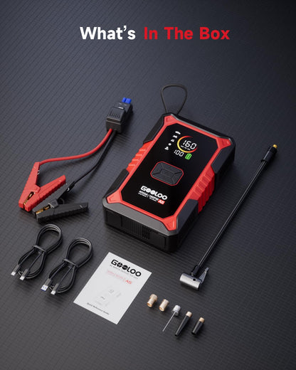 GOOLOO A5 Jump Starter with Air Compressor, 4000A Car Battery Jump Starter (All Gas/10.0L Diesel) with 160PSI Tire Inflator Auto-Off, 45W PD Fast Charging, 12V Jump Box Car Jumper Starter Portable