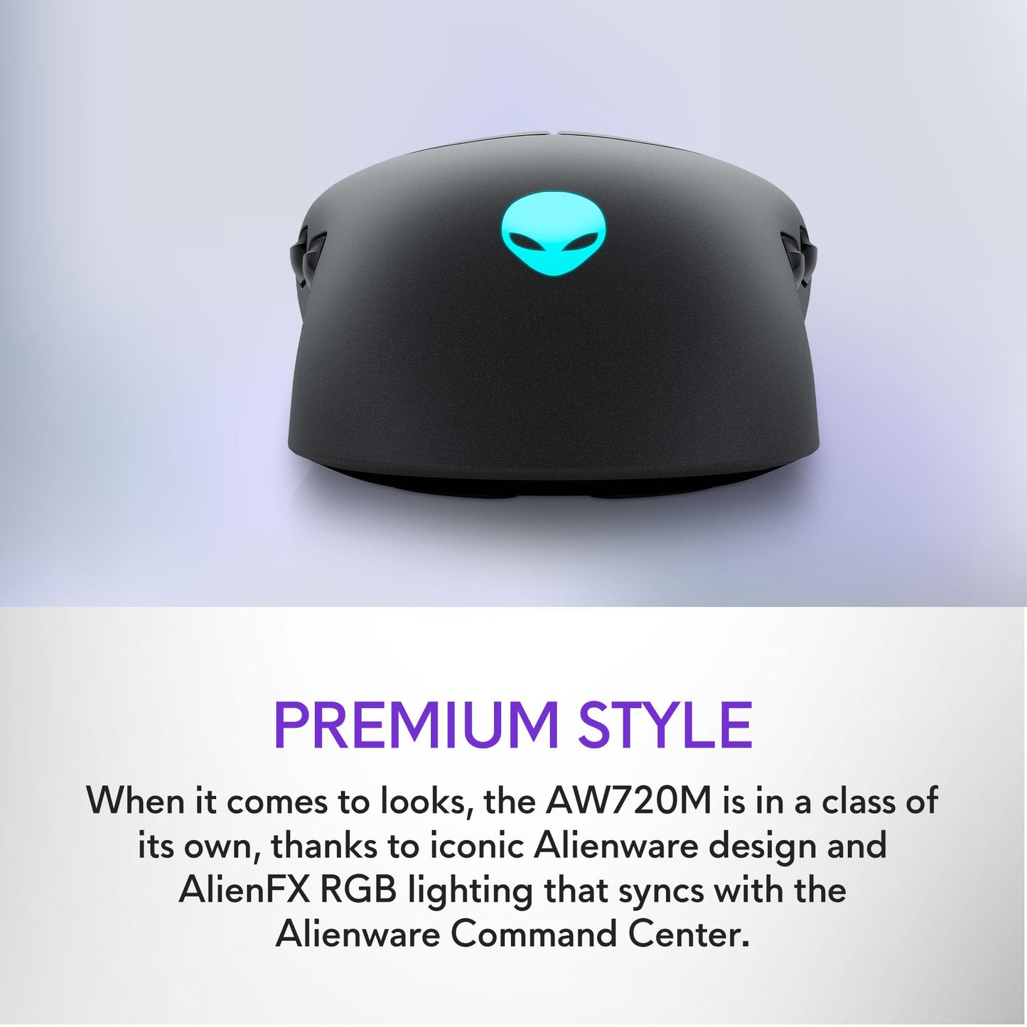 Alienware Wired/Wireless Gaming Mouse AW610M - 16000 DPI Optical Sensor, 350 Hour Rechargeable Battery, 7 Buttons, 3-ZONE 16.8m AlienFX RGB Lighting, Ergonomic - Dark Side of the Moon