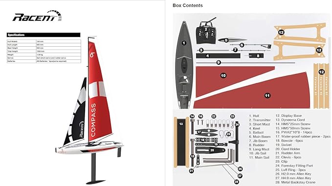53 Remote Control Boat Wind Power 2.4G Unpowered Assembled Electric RC Sailing Boat for Hobby Adults (S)