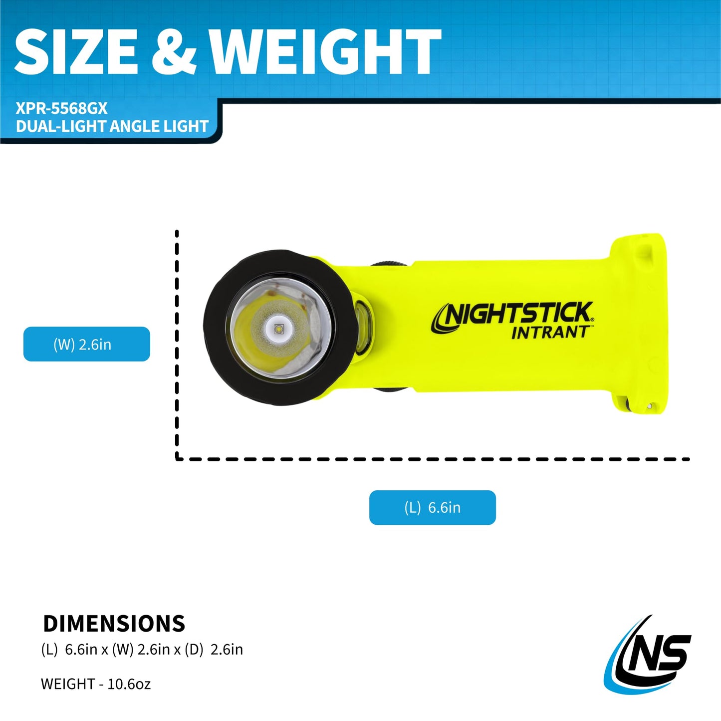 Nightstick XPR-5568GX Intrant Rechargeable Intrinsically Safe Permissible Dual-Light Angle Light (Green)