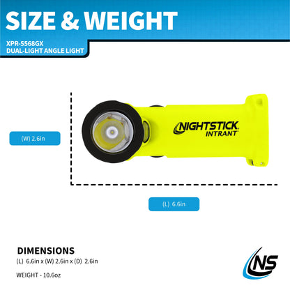 Nightstick XPR-5568GX Intrant Rechargeable Intrinsically Safe Permissible Dual-Light Angle Light (Green)