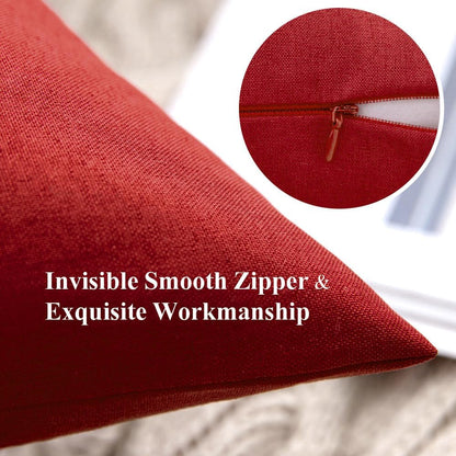 MIULEE Decorative Outdoor Throw Pillow Covers - Waterproof Faux Linen Cushion Cases | 24x24 Inch Red (Pack of 2)