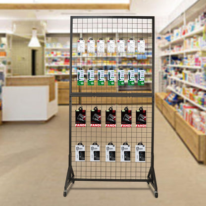 NectaCol 2 Packs 3'x 6' Two-Double Gridwall Panel Display Racks with Sturdy T-Base, Black Grid Wall Panels Display Stand, Display Rack Craft Show, Art Display Stand