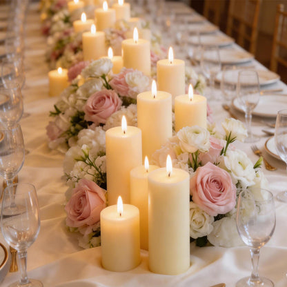Veiuwa 72 Pack Ivory Pillar Candles Bulk Set, 2x3 2x6 2x8 Inch - 24 Each Size, Dripless Smokeless Clean Burning for Wedding Centerpieces, Home Decor, Church, Romantic Ambiance！