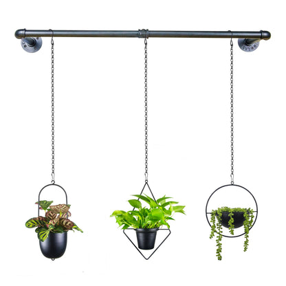 HemePaha Metal Plant Hanger Indoor with 3 Hanging Chains, 38.2 Inch Black Hanging Planters Rod for Indoor Plants, Wall Hanging Plant Holder for Window, Ceiling (Hanging Planters Not Included)