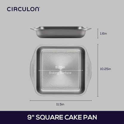 Circulon 51135 Total Nonstick Baking Pan / Nonstick Cake Pan, Square - 9 Inch, Gray