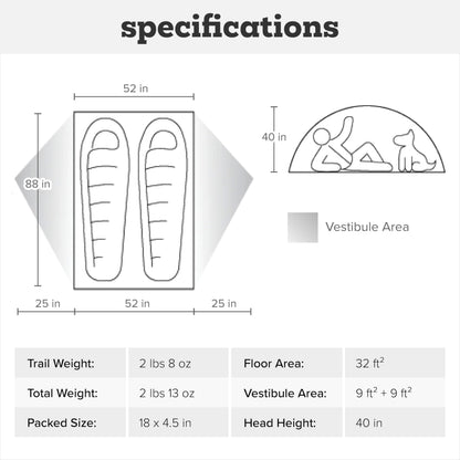Big Agnes Sarvis VST - Backpacking Tent for Camping, 3 Season, Ultralight, 2 Person