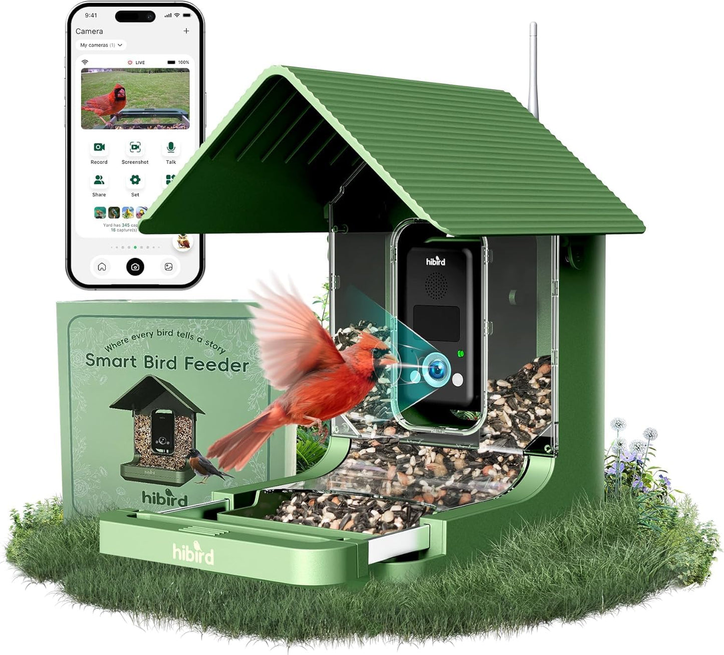 WingHome Bird Feeder with Camera, 32MP Photos & 4K Video with Live View, 5GHz/2.4GHz WiFi, AI Identify Birds Species and Instant Arrival Alerts for Bird Lovers