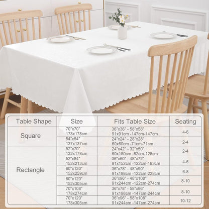 Smiry Rectangle Table Cloth, Waterproof Heavy Duty Vinyl Tablecloths, Wipeable Washable Table Cover for Kitchen and Dining Room (White, 70" X 120")
