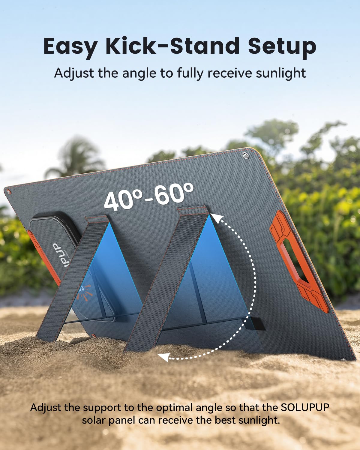 SOLUPUP 100W Portable Solar Panel for Power Station, 23.5% High Efficiency Foldable Solar Charger with DC/XT60/Anderson Cable, QC3.0 USB Outputs, IP65 Waterproof for Outdoor Camping RV Off-Grid