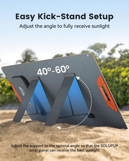 SOLUPUP 100W Portable Solar Panel for Power Station, 23.5% High Efficiency Foldable Solar Charger with DC/XT60/Anderson Cable, QC3.0 USB Outputs, IP65 Waterproof for Outdoor Camping RV Off-Grid