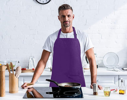 Utopia Kitchen 2 Pack Bib Apron, Adjustable with 2 Pockets, Water and Oil Resistant, Cooking Kitchen Chef Apron for Women Men