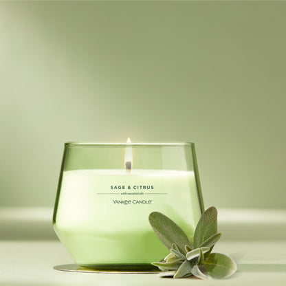 Yankee Candle Studio Scented Candle, Single Wick Jar Candle for Home Fragrance, Premium Plant Wax Blend, Long Lasting Burn, Sage & Citrus (Pack of 1)