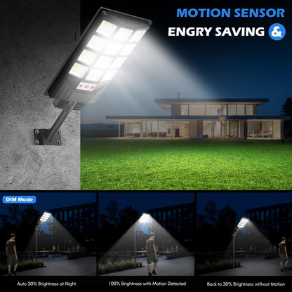 Brightever 4-Pack Solar Street Light Outdoor Waterproof, Motion Sensor Solar Powered Light, Dusk to Dawn LED Solar Parking Lot Flood Light for Outside, Yard, Garden, Path