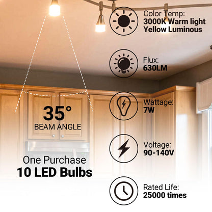 Sparkling Wonderful GU10 LED Bulbs, Dimmable 7W, 3000K Warm White, 10 Pack, Model DB0598-GU10-7W-3000K