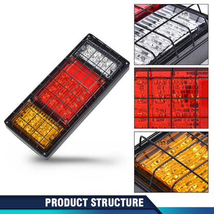 PIT66 40 LED Trailer Lights Tail Turn Signal Brake Reverse Running Lights - Universal Fit for RV, Pickup, Truck, Red