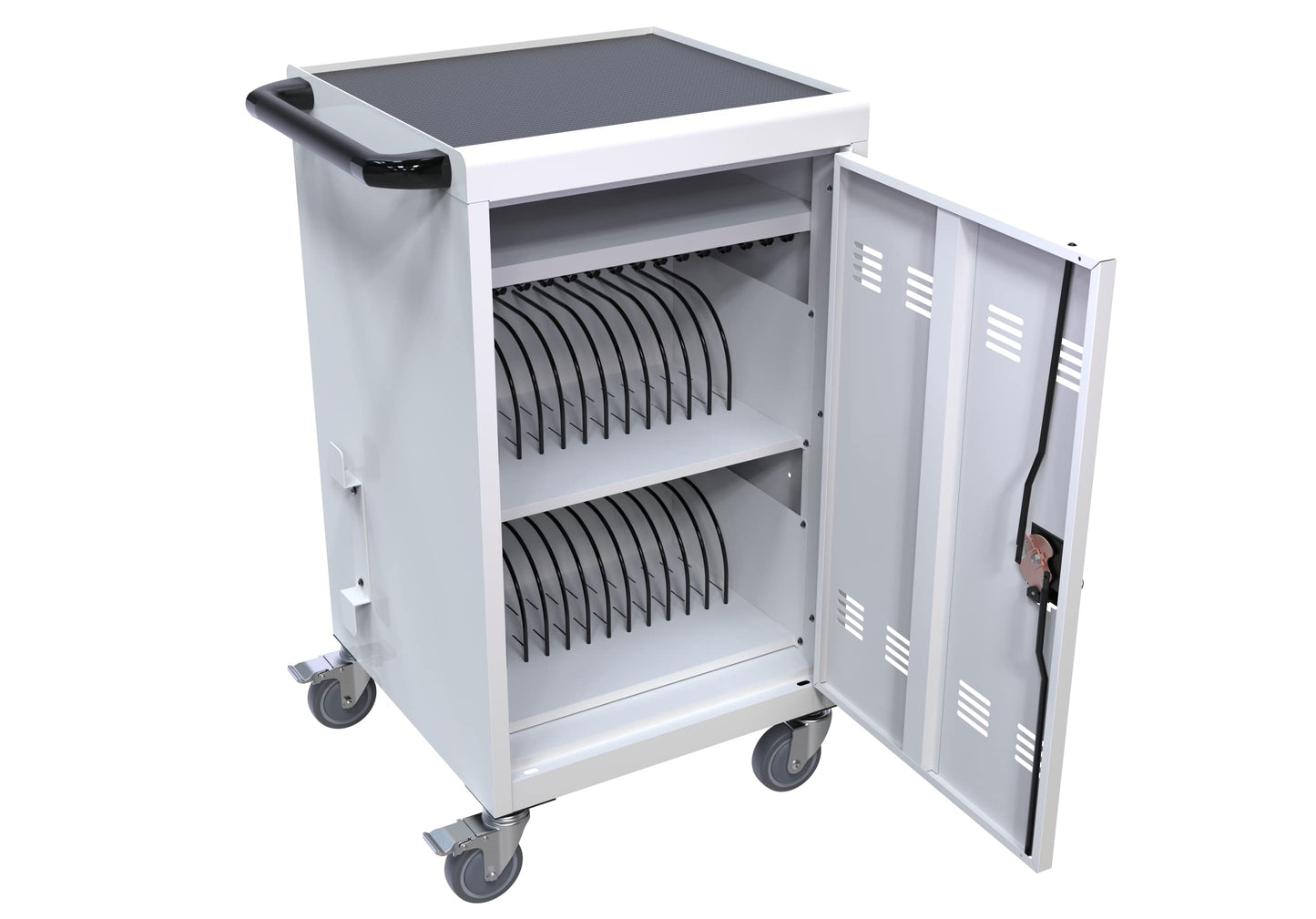 Laptop Charging Cabinets, Mobile Charging Carts and Cabinets, Holds Up to 32 Units, with Power Cord Management, Fits Screen Sizes Up to 16.3", Fits Chromebooks, Laptops, Fits School, Business, White