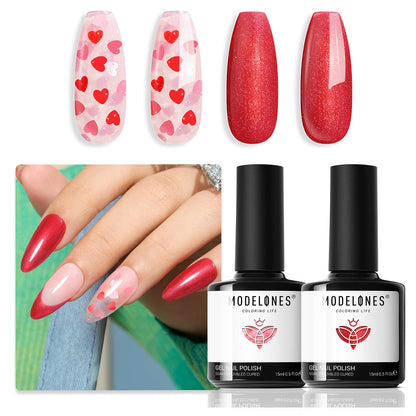 modelones Gel Nail Polish Set 2 Pcs 15ml French Manicure Kit White Nude Pink Jelly Sheer Gel Polish Soak Off UV LED Classic French Tip Gel Polish Natural Nail Art DIY Gift for Women