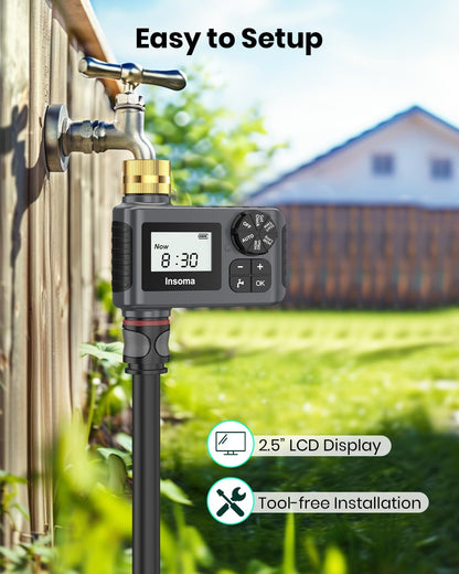 Skiennix Water Timer - 2 PCS Brass Inlet Sprinkler Timer with Rain Delay & Automatic Drip Irrigation System for Lawn Care