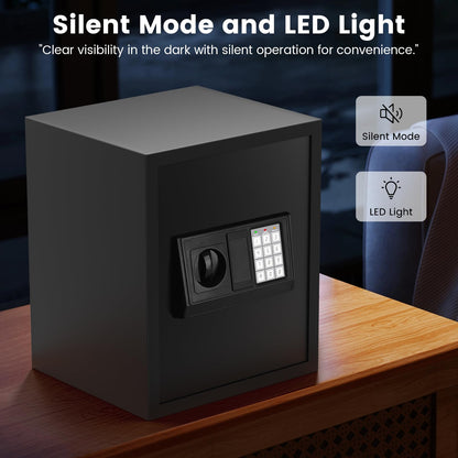 16.54 Inches Tall Safe Box, 2.5 Cuft Home Safe with Fireproof Waterproof Bag, Anti-Theft Digital Security Lock Box with Smart Alert System, Removable Shelf, Mute Function, Document Safes for Jewelry