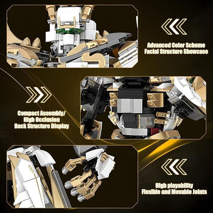HIGH GODO Hero Mech Building Blocks Set for AdultsGolden Armor Robot Model Building Kit with Classic Swords Hard Core Chinoiserie Style Collectible Ninja Gifts for Man Teens Ages 14+ (1609 Pieces)