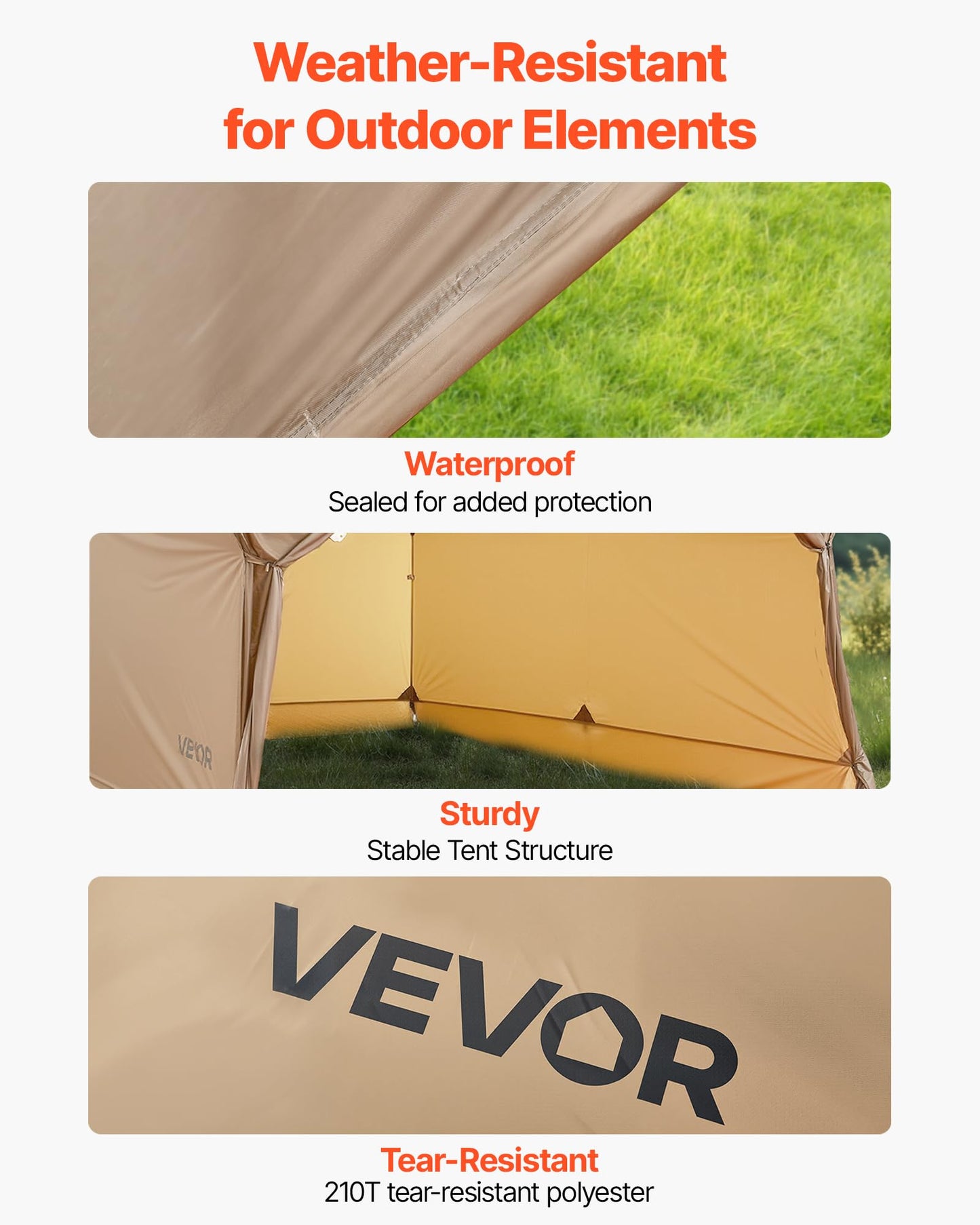 VEVOR Camping Hot Tent, 2 Persons Cabin Hot Tent with Stove Jack, Waterproof Winter Tents Shelters with Vents, Lightweight & Portable 4 Season Tents for Hiking Fishing Hunting Backpacking
