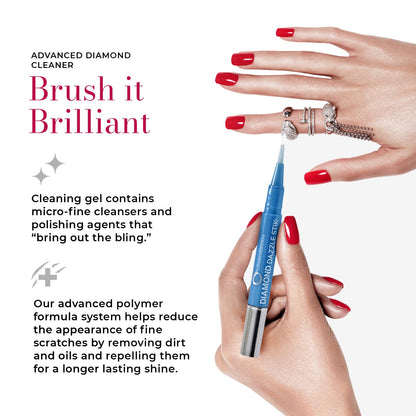 CONNOISSEURS Diamond Dazzle Stik for Rings, Earrings, and Bracelets - Portable Jewelry Cleaner Solution Pen - Reduces Scratches and Removes Dirt