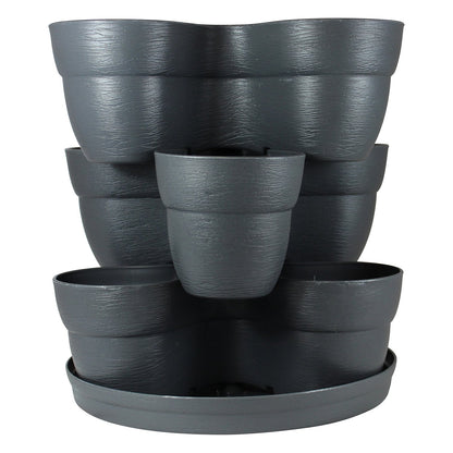 Bloomers Stackable Flower Tower Planter – Holds up to 9 Plants – Great Both Indoors and Outdoors – Slate