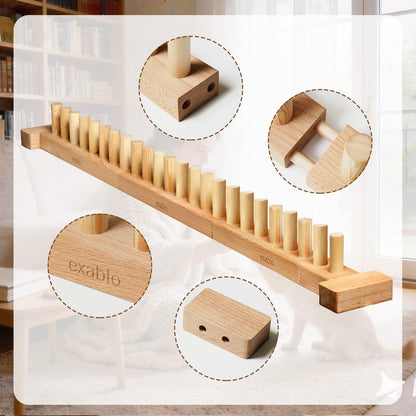 exablo 41" Beechwood Chunky Blanket Loom – Adjustable 3-Section Wooden Knitting Loom for Chunky Yarn, Beginner-Friendly DIY Craft Kit for Adults, No Needles Required