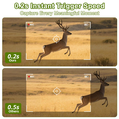 QUTHZZHY 4G LTE Solar Cellular Trail Camera,365 Days Free Unlimited Data,No WiFi Needed Trail Cam, 0.2S Speed Motion Activated Game Camera,Deer Camera 360°View IP65,Tuya Smart Camera,64GB Storage