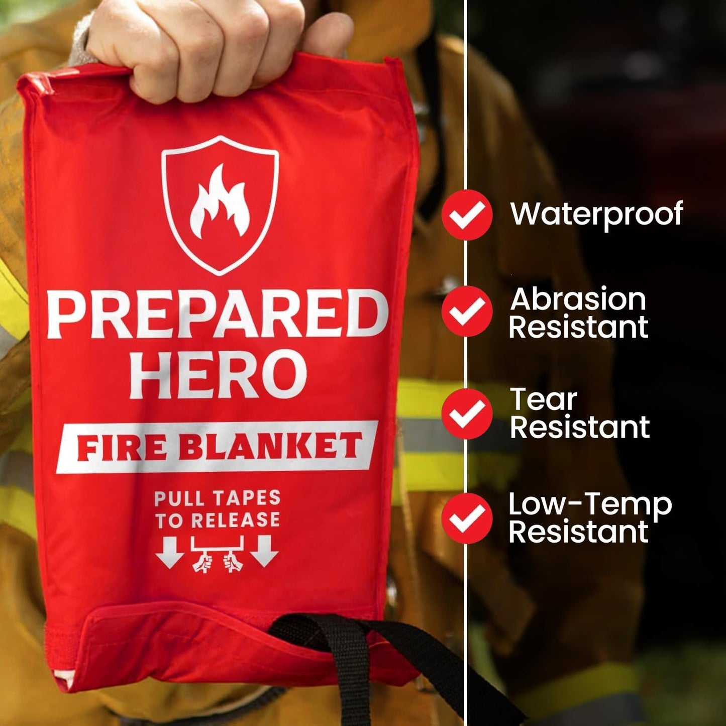 Prepared Hero Emergency Fire Blanket - 12 Pack - Fire Suppression for Kitchen, 39” x 39” Fiberglass Fire Blanket for Home