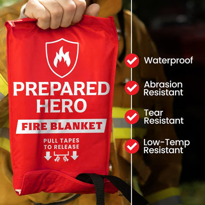 Prepared Hero Emergency Fire Blanket - 8 Pack - Fire Suppression for Kitchen, 39” x 39” Fiberglass Fire Blanket for Home