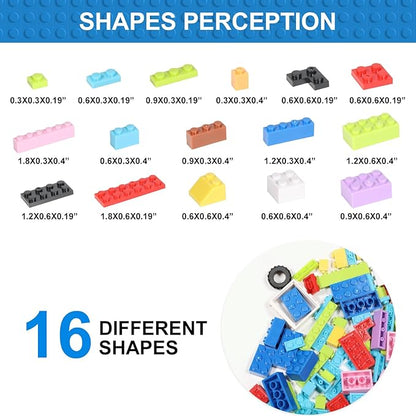 1000 Pieces Building Bricks Classic Building Bulk Blocks for Kids with 12pcs Wheels Accessories Windows Doors 2 Packs Studs Sticky Plate Compatible with All Major Brands Gfits for Kids