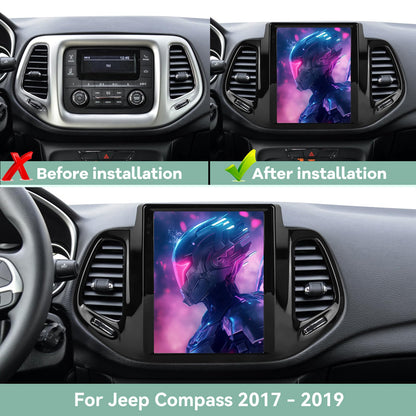 2G+64G 9.7 inch Screen for Jeep Compass Radio 2017 2018 2019, Android Touch Screen Compass Car Stereo, Carplay/Android Auto/Bluetooth/EQ Audio/SWC