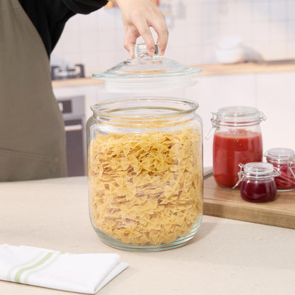 Restaurantware Glass Jar - 4 Count - Vetri 2 Gallon Glass Storage Jar, With Lid, Clear, Dishwasher-Safe - Storage Container For Flour, Coffee Beans, Kitchen Organization