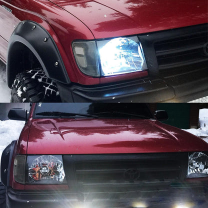 Black For 1997 1998 1999 2000 Toyota Tacoma Headlight Headlamp Assembly Compatible with 97-00 Toyota Tacoma Replacement Head Lights Clear L+R w/Bulbs
