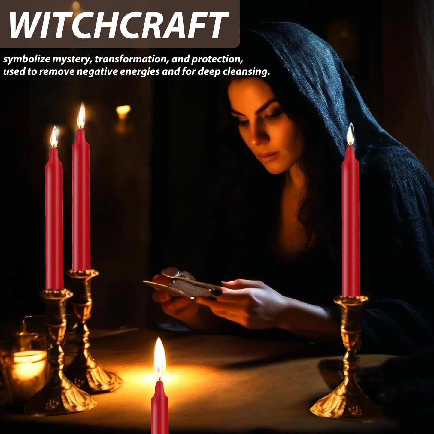 24 Pack Red Spell Chime Candles – Premium Mini Unscented Taper Candles for Rituals, Prayer, Meditation, Altar, Spells – 4" Tall – Ideal for Witches & Spiritual Practices