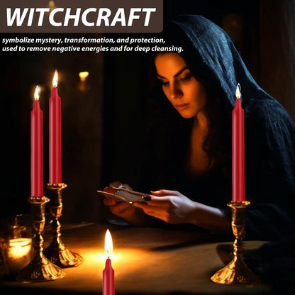 24 Pack Red Spell Chime Candles – Premium Mini Unscented Taper Candles for Rituals, Prayer, Meditation, Altar, Spells – 4" Tall – Ideal for Witches & Spiritual Practices