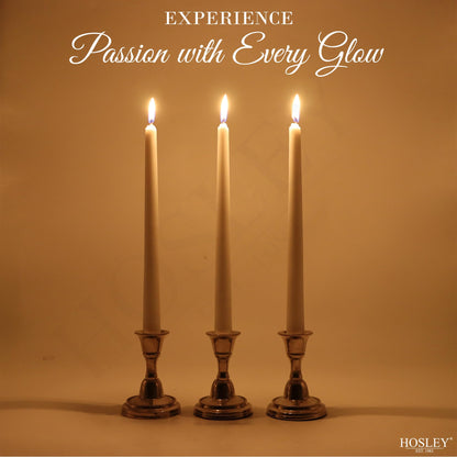 Hosley 12-Pack Unscented 10 Inch White Taper Candles, Premium Quality Smokeless, Dripless Candle Sticks for Home Décor, Restaurant, Church, Weddings & Parties