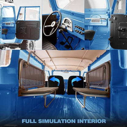EAZYRC X FMS 1/10 Toyota Land Cruiser FJ40 RS with Licensed RC Truck Blue All Terrain Waterproof 4WD 35T 550 Motor RC Crawler for Adult2.4Ghz Remote Control No Battery