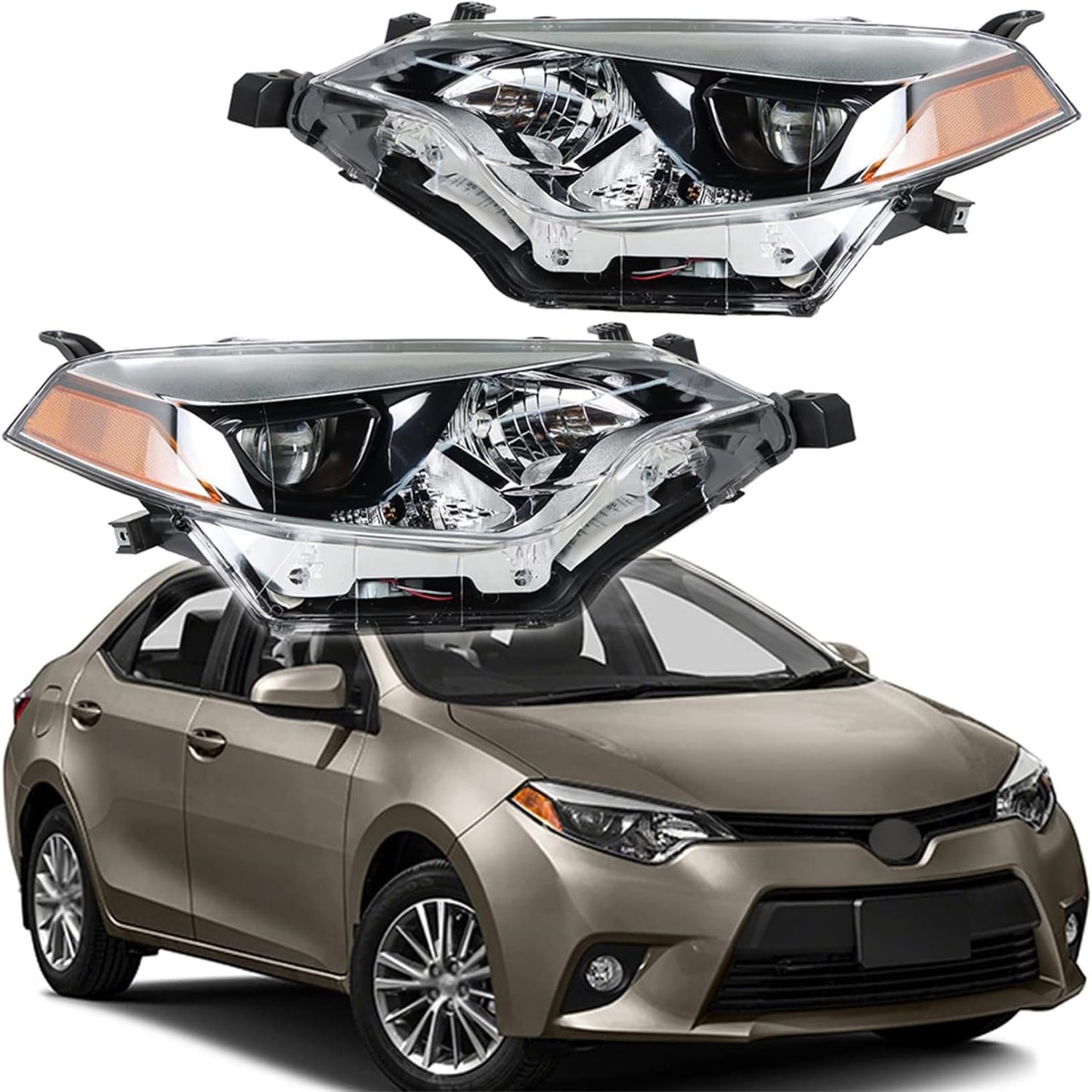 LABLT Halogen Headlight Left and Right Side Assembly Replacement for 2014 2015 2016 Corolla Headlight Pair Driver and Passenger Headlamps