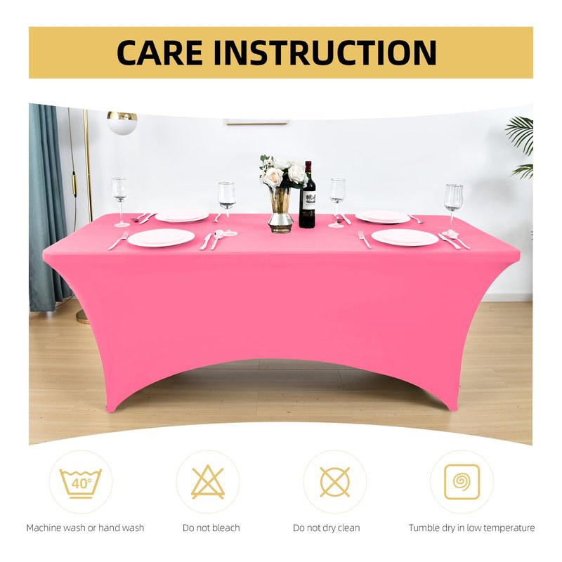ZarzaaSik 6-Pack 4ft Spandex Table Covers for Rectangular Folding Tables - Wrinkle Resistant Stretch Tight Table Cloths - Ultimate Fitted Table Protector for Parties, Trade Shows, and Wedding
