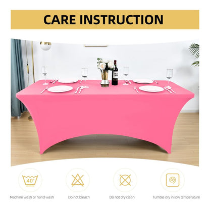 ZarzaaSik 6-Pack 4ft Spandex Table Covers for Rectangular Folding Tables - Wrinkle Resistant Stretch Tight Table Cloths - Ultimate Fitted Table Protector for Parties, Trade Shows, and Wedding
