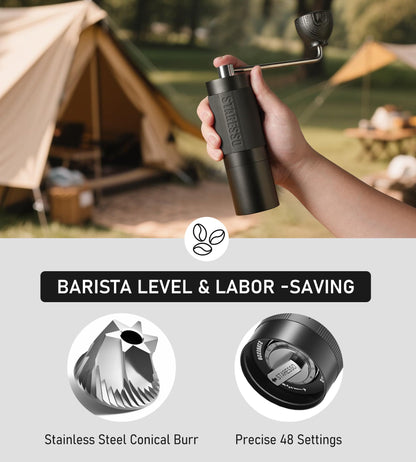 STARESSO 2026 Travel Kit, Portable Espresso Maker & Grinder Set, Dual Use for Ground Coffee & Pods, No Power Needed, Travel Case for Camping Hiking